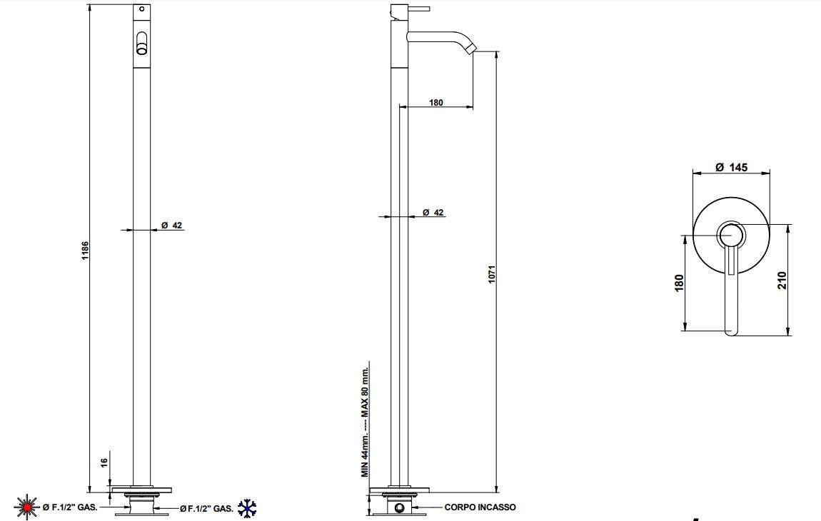 ON Luxury Floor Mixer 68533 floor basin mixer Pakistan