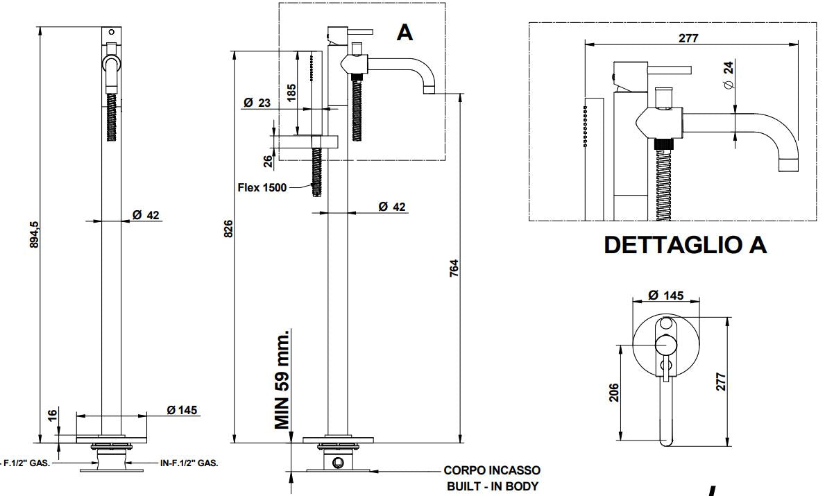 ON Floor Bath Mixer Shower 68534 floor bath mixer