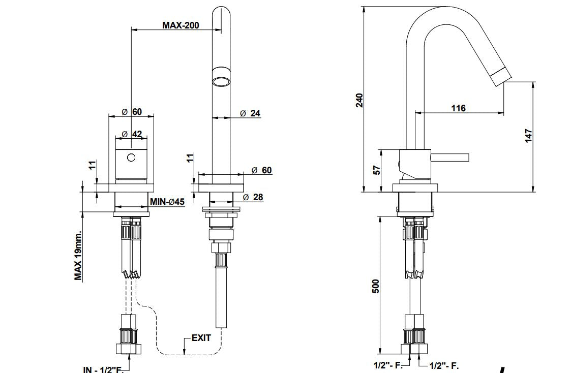 ON Dual Hole Basin Mixer 68501 dual hole basin mixer Pakistan