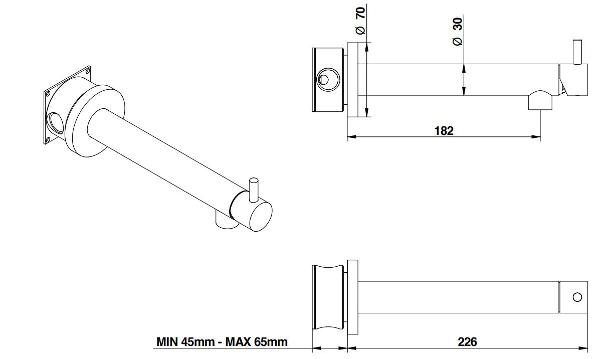 ON Wall Faucet Basin Mixer 226mm Pakistan