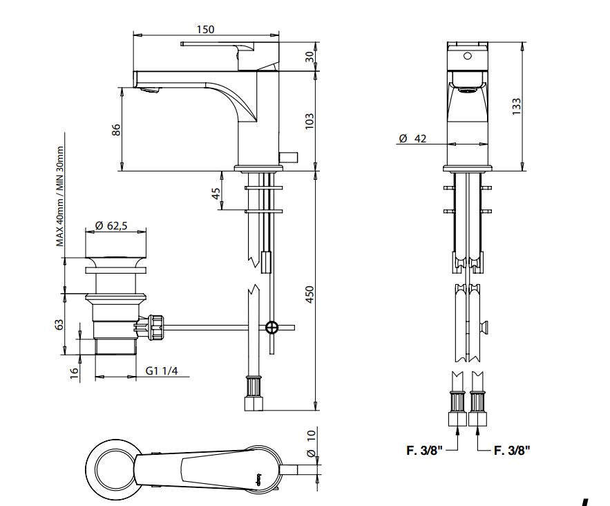 PI7 Luxury Basin Mixer Pop-Up Pakistan