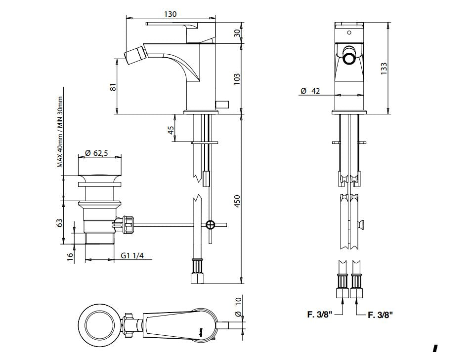 PI7 Bathroom Bidet Mixer with Waste Pakistan