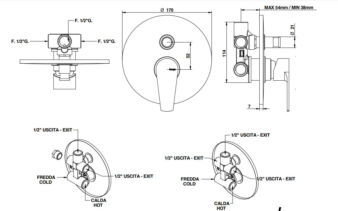 PI7 Shower Mixer 2-Way Diverter Pakistan