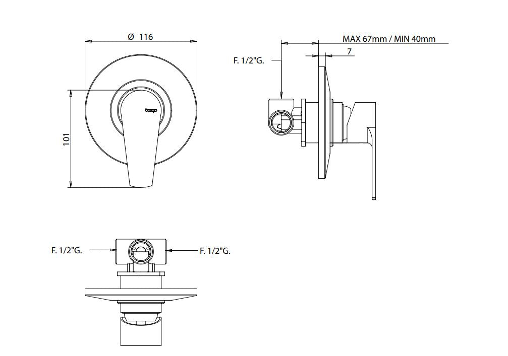 PI7 Concealed Shower Mixer 07524 shower tap