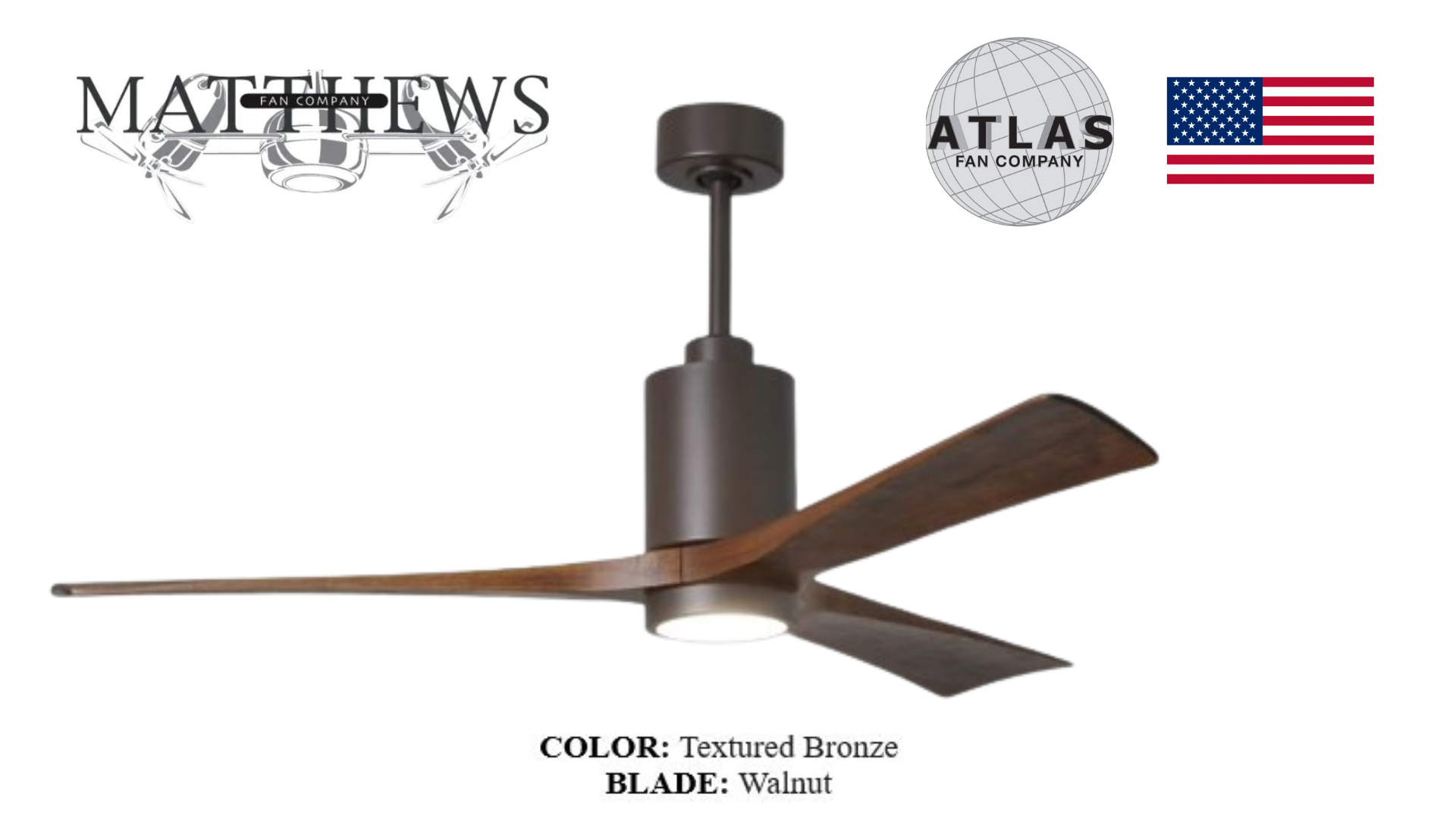 Matthews PATRICIA‑3 textured bronze ceiling fan with LED light Pakistan, 3‑blade solid wood fan with dimmable LED Pakistan, energy‑efficient DC motor bronze ceiling fan Pakistan, silent reversible DC ceiling fan with light,