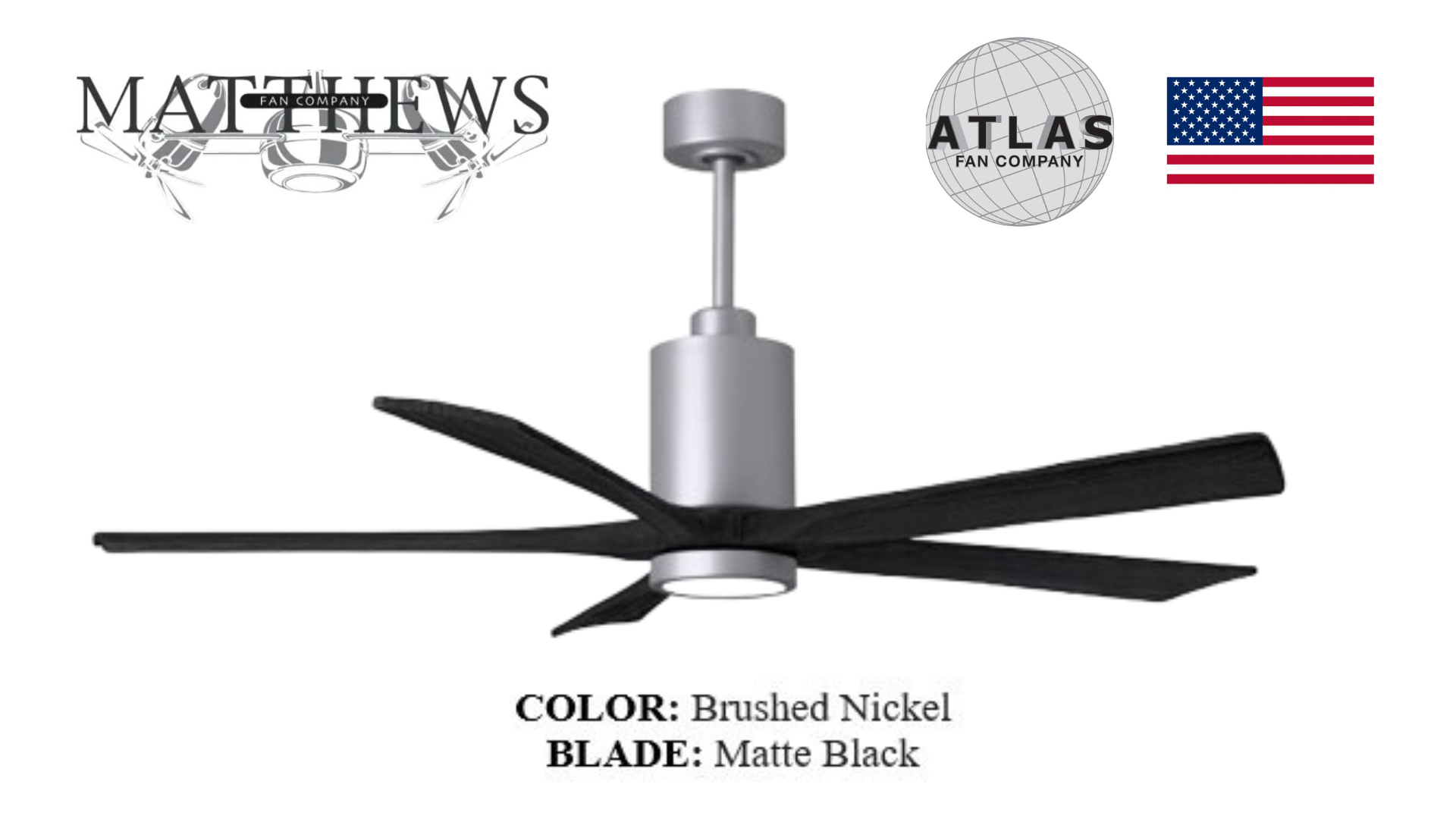 Matthews PATRICIA‑5 brushed nickel ceiling fan Pakistan, luxury brushed nickel ceiling fan with solid wood blades, Patricia‑5 energy-efficient DC motor fan Pakistan, 5-blade brushed nickel Matthews ceiling fan, whisper-quiet LED ceiling fan Matthews Patricia‑5,