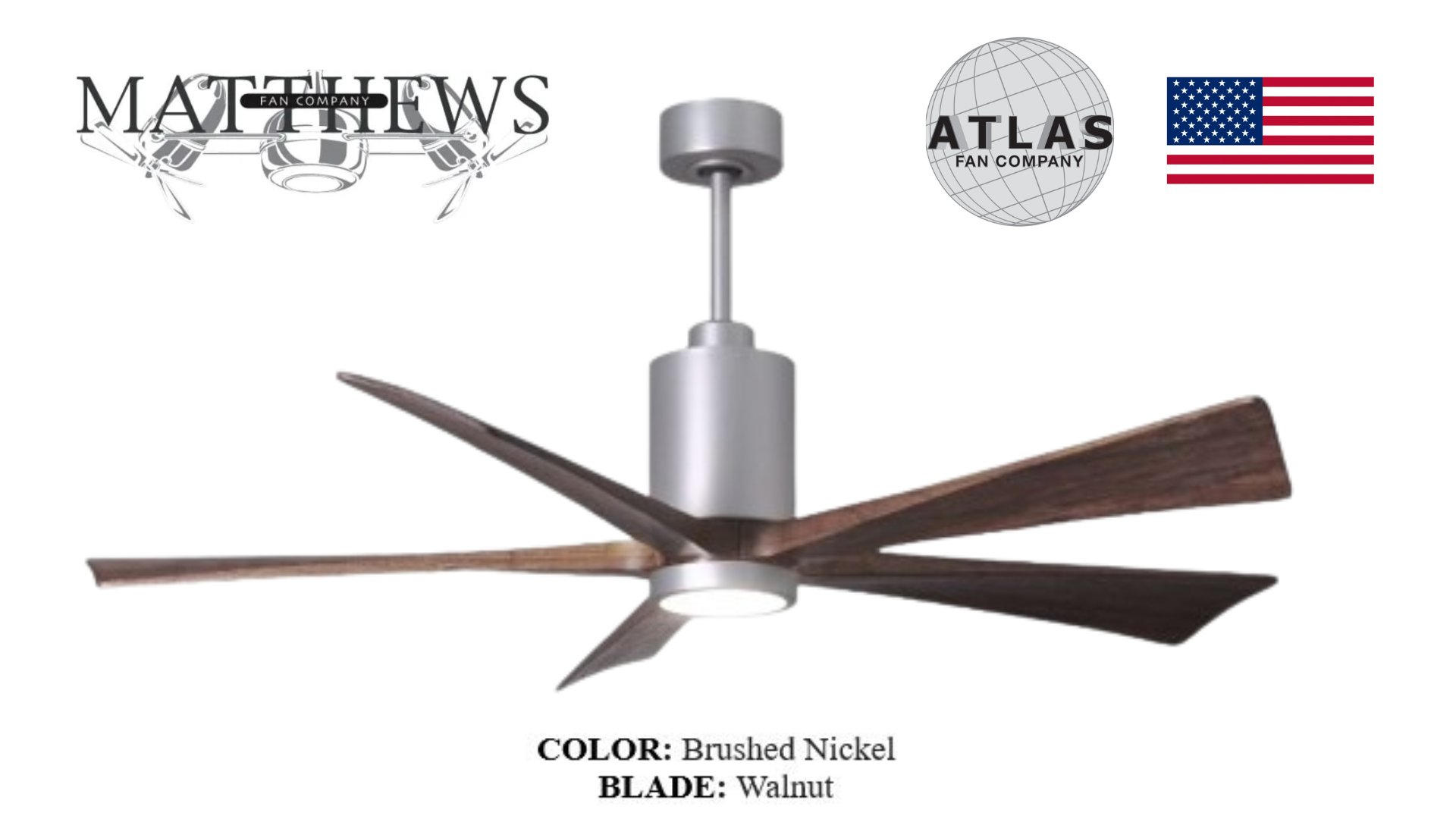 Matthews PATRICIA‑5 brushed nickel ceiling fan Pakistan, luxury brushed nickel ceiling fan with solid wood blades, Patricia‑5 energy-efficient DC motor fan Pakistan, 5-blade brushed nickel Matthews ceiling fan, whisper-quiet LED ceiling fan Matthews Patricia‑5,