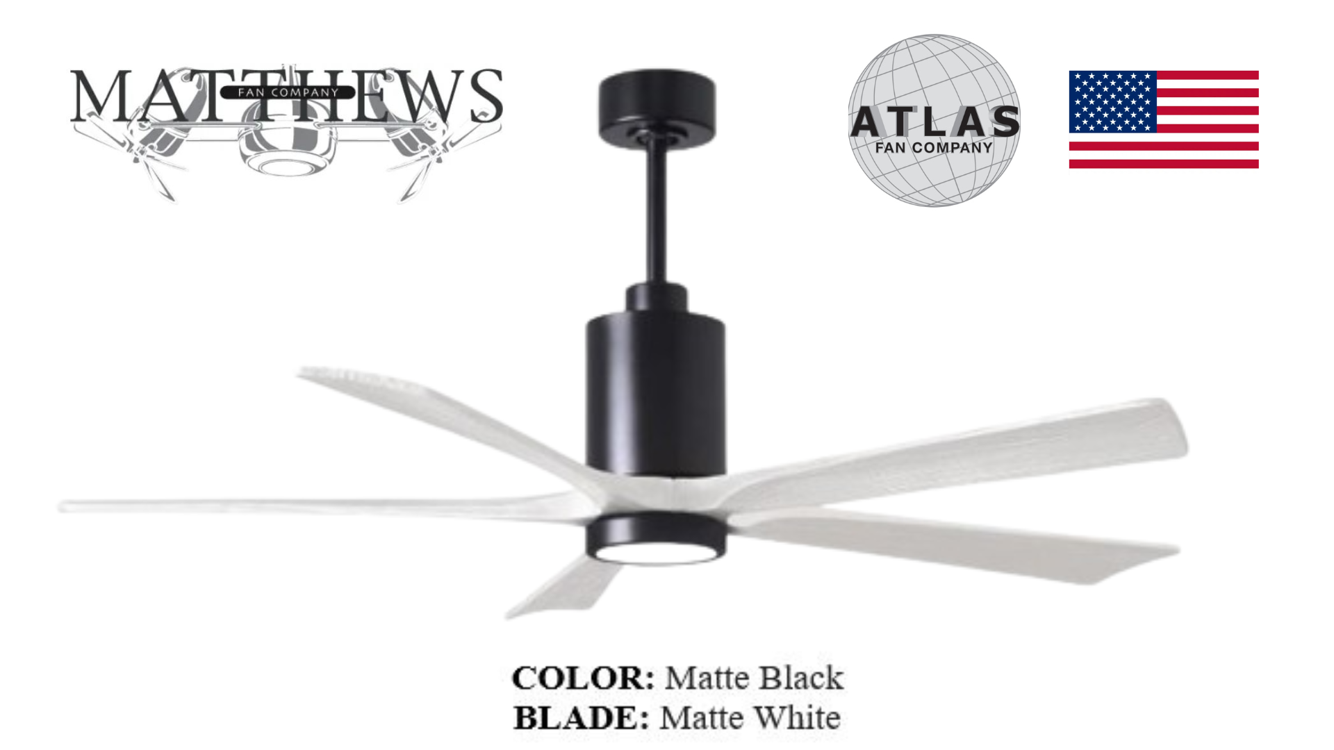 Matthews PATRICIA‑5 matte black ceiling fan Pakistan, five-blade DC motor ceiling fan in matte black, energy-efficient Patricia-5 fan with wood blades, quiet reversible DC ceiling fan matte black finish, modern matte black Patricia‑5 ceiling fan Pakistan,