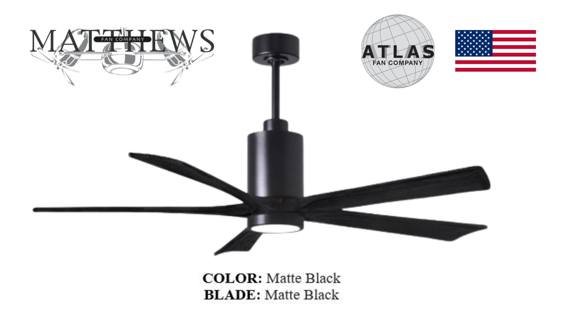 Matthews PATRICIA‑5 matte black ceiling fan Pakistan, five-blade DC motor ceiling fan in matte black, energy-efficient Patricia-5 fan with wood blades, quiet reversible DC ceiling fan matte black finish, modern matte black Patricia‑5 ceiling fan Pakistan,