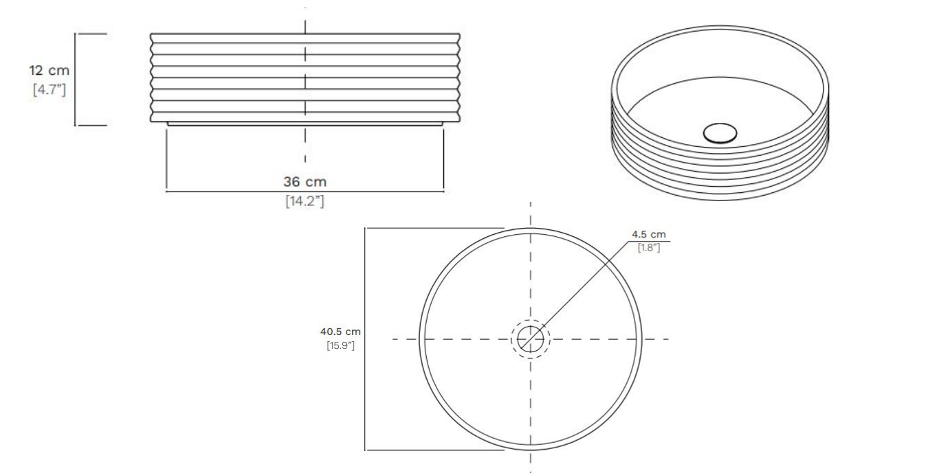 Modern Terzofoco countertop basin with black matte and gold finish