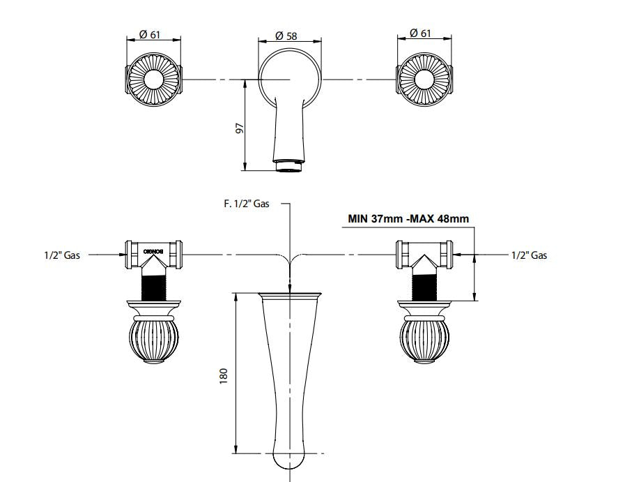 Rivoli built-in wall mount faucet for bathroom Pakistan