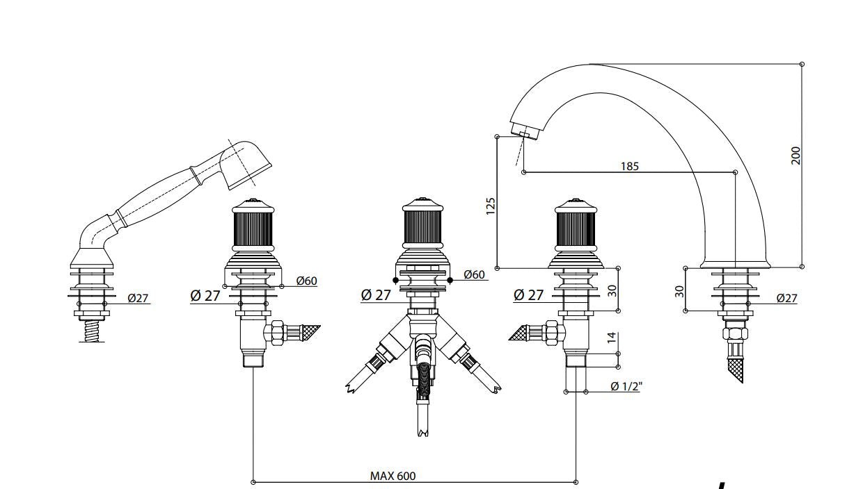 oyale80 luxury deck bath mixer Pakistan