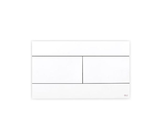 A white, wall-mounted electronic flush plate for a toilet system. Slim flush plates Pakistan, Slim flush plate price Pakistan, Buy Slim flush plates, Ultra thin flush plates Pakistan, Concealed tank flush plates Pakistan, Premium flush plates Pakistan, Bathroom flush plates Slim,