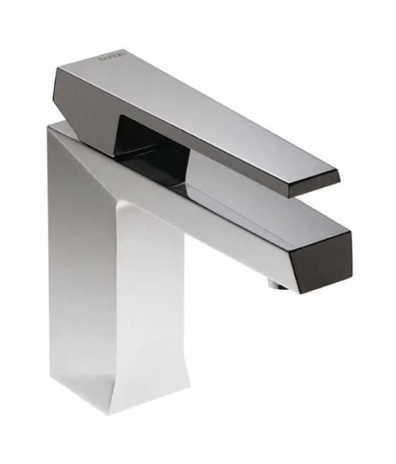 A silver-colored basin mixer with a 'clic-clac' waste mechanism, typically used in bathroom sinks.