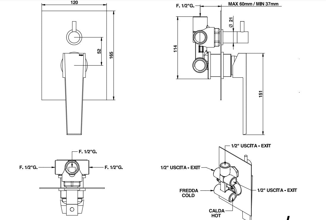 Stelth bathroom shower mixer built-in Pakistan