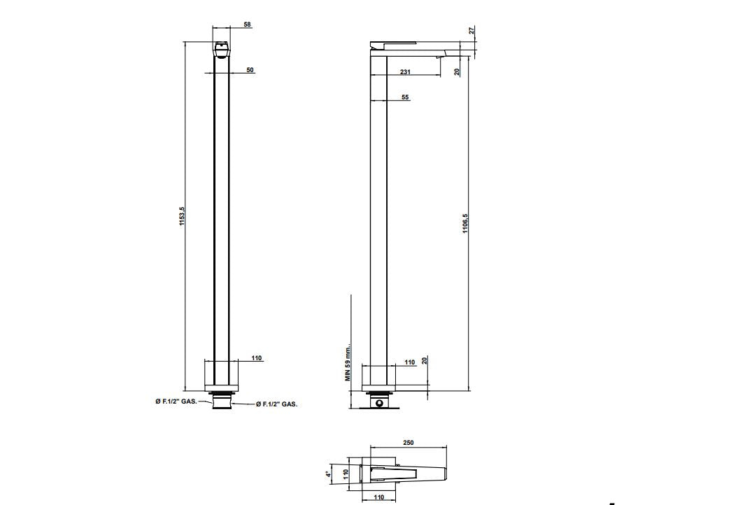 Stelth Floor-Standing Basin Mixer 01533 Pakistan