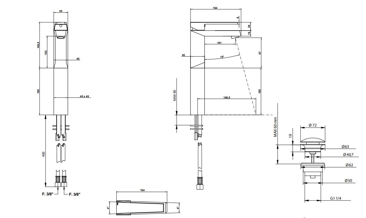 Stelth tall basin mixer for bathrooms in Pakistan