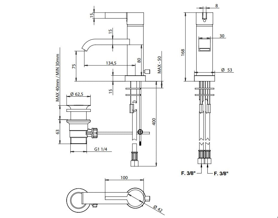 Bongio TMIX18 bathroom mixer with pop-up waste Pakistan