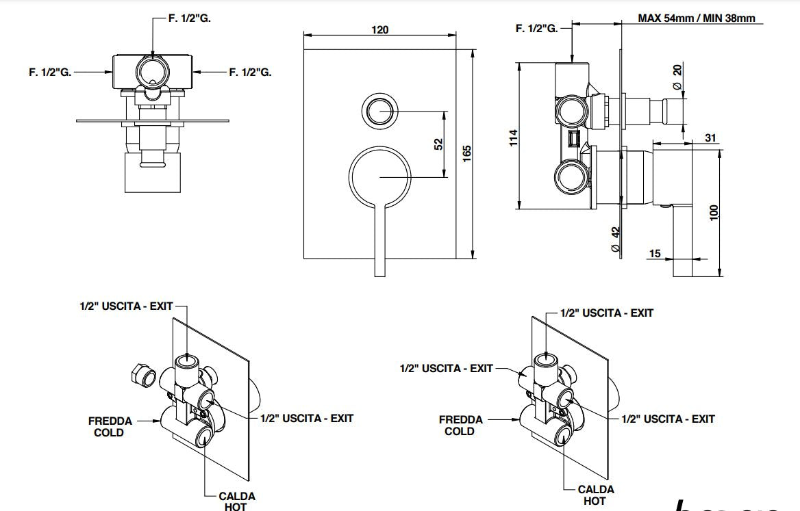Bongio shower mixer with 2-way diverter Pakistan