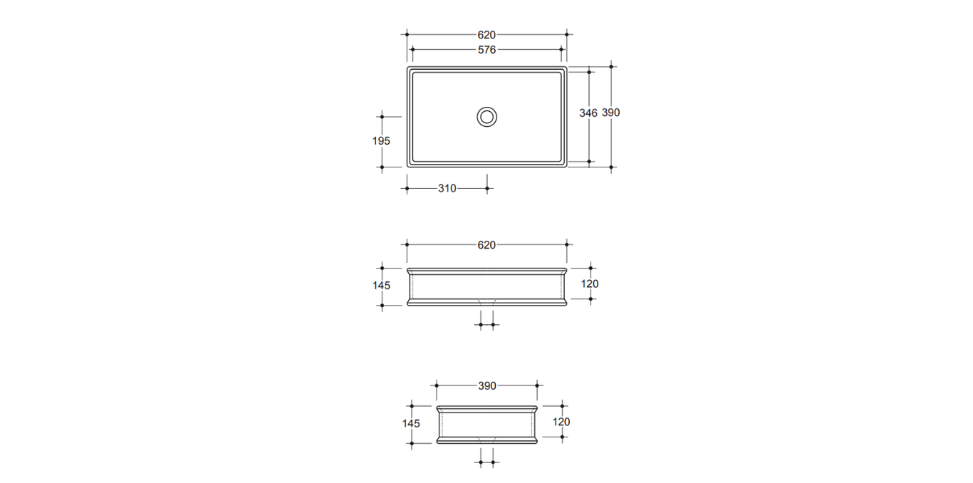 VT CHARME designer washbasin – elegant black ceramic with gold accents