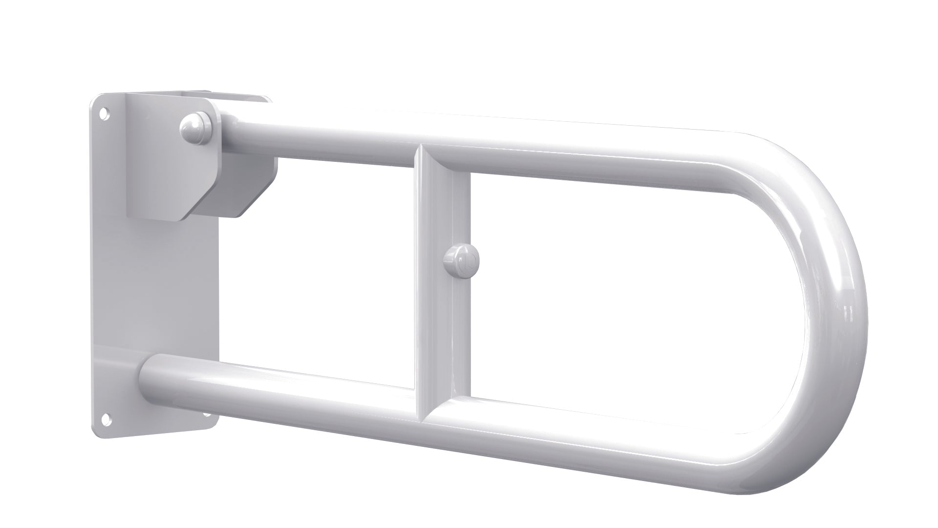 Wall-mounted steel toilet support, finished in powder coating, foldable, white color.