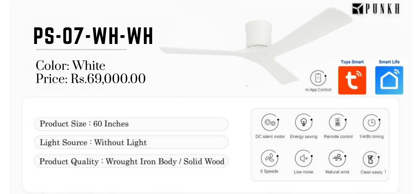 Best ceiling fan by punkh with specifications and features on a white background