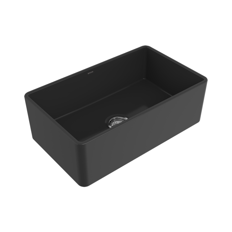 Bocchi Lavello Fireclay kitchen sink Black Glossy 255mm — dark narrow sink Pakistan, Sardar & Co