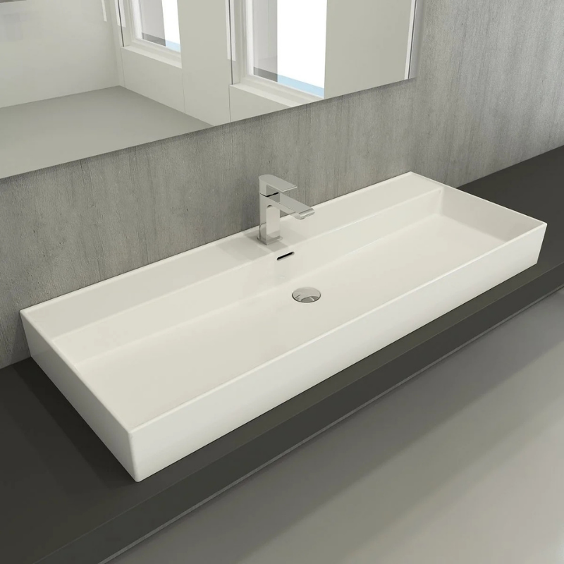 Bocchi Milano 120 wall mount wash basin installed in master bathroom Pakistan — 1205mm, Sardar & Co Rawalpindi