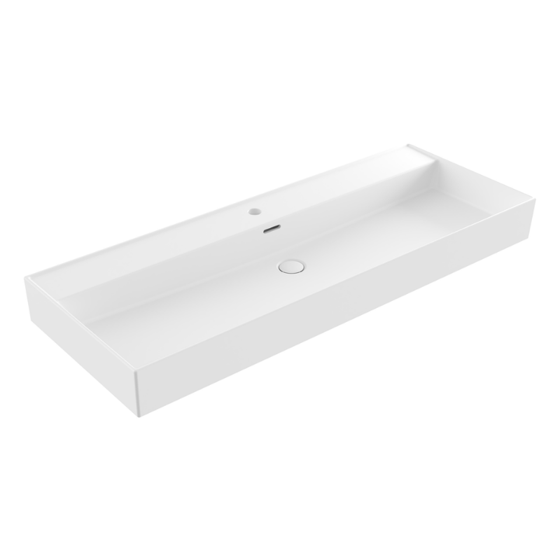 Bocchi Milano 120 wall mount wash basin Matte White 1205mm — large basin Pakistan, Sardar & Co