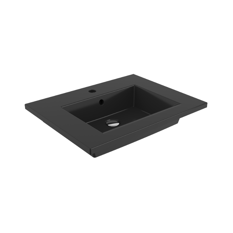 Bocchi Milano 80 wash basin Black Glossy 615mm — dark compact basin Pakistan, Sardar & Co Rawalpindi