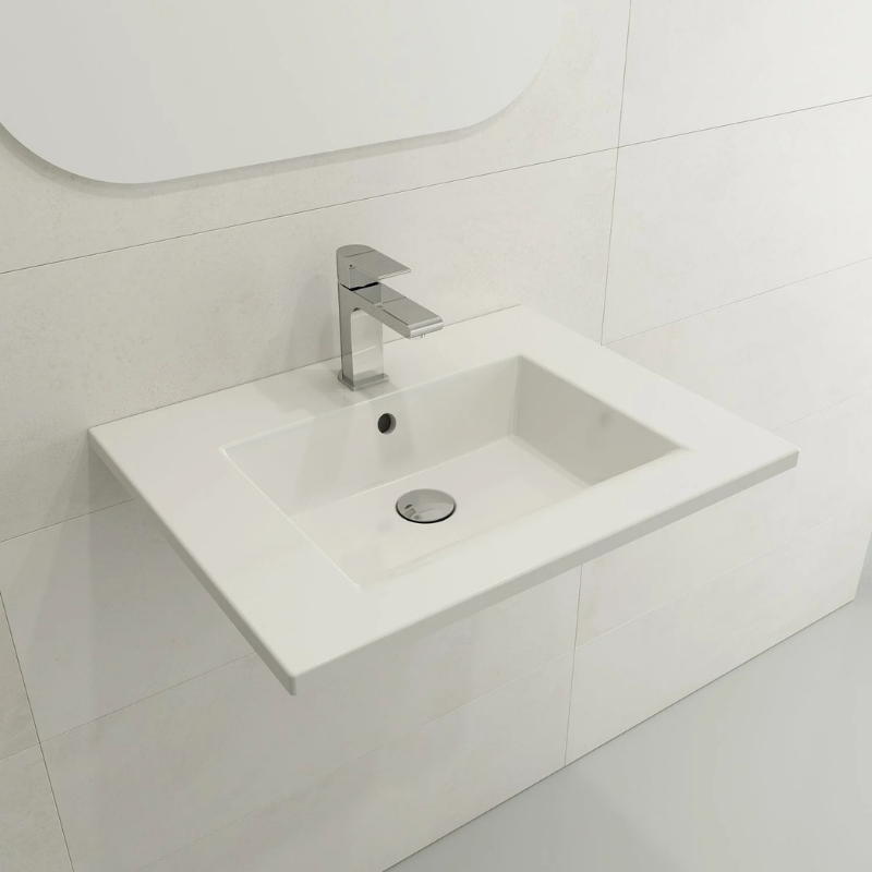 Bocchi Milano 80 compact wash basin installed Pakistan — 615mm single hole overflow, Sardar & Co Rawalpindi