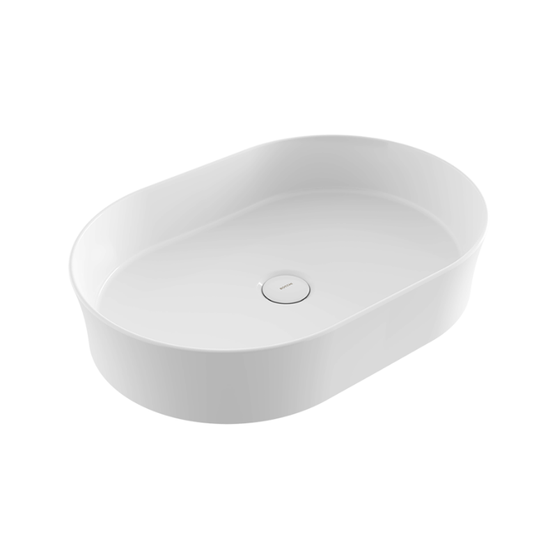 Bocchi Sottile countertop basin Gloss White 549mm 115mm slim — no hole vessel basin Pakistan, Sardar & Co