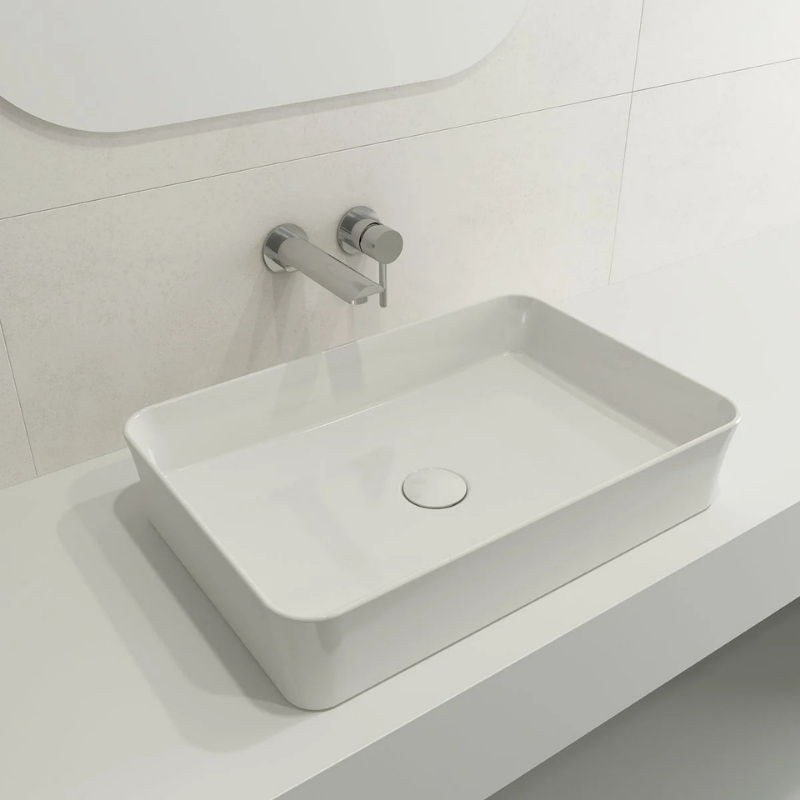 Bocchi Sottile Rect rectangular washbasin installed on vanity Pakistan — 115mm slim countertop, Sardar & Co Rawalpindi