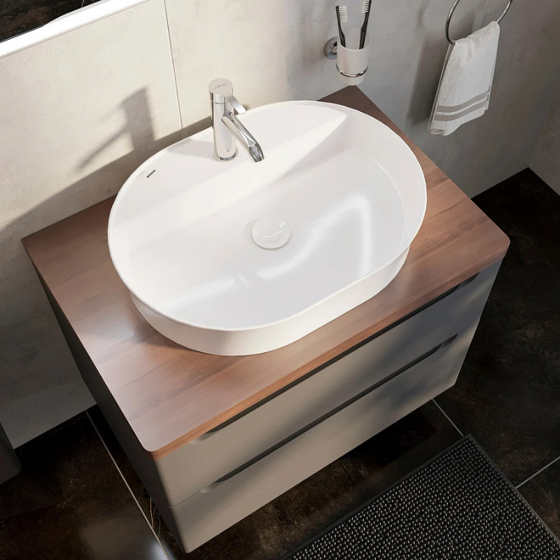 Bocchi Sottile single hole basin installed on premium vanity Pakistan — 4 finishes 600mm, Sardar & Co Rawalpindi