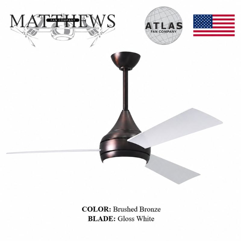 Mattews Donaire coastal ceiling fan Brushed Bronze with Gloss White blades — luxury ceiling fan Pakistan
