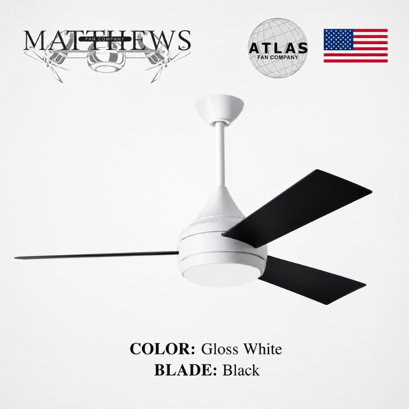 Mattews Donaire coastal ceiling fan Gloss White with Matte black — 316 marine-grade, all-weather blades, Pakistan