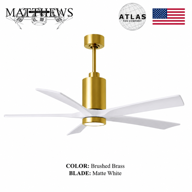 Mattews Patrícia-5 luxury ceiling fan Brushed Brass motor Matte White blades — Pakistan, Sardar & Co