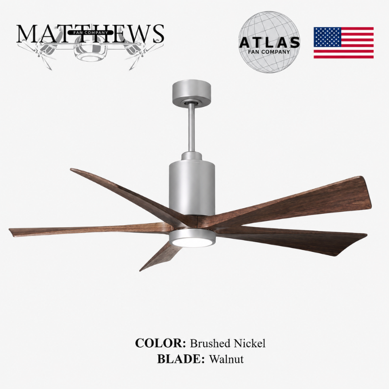 Mattews Patrícia-5 luxury ceiling fan Brushed Nickel motor Walnut — DC fan Pakistan, Sardar & Co