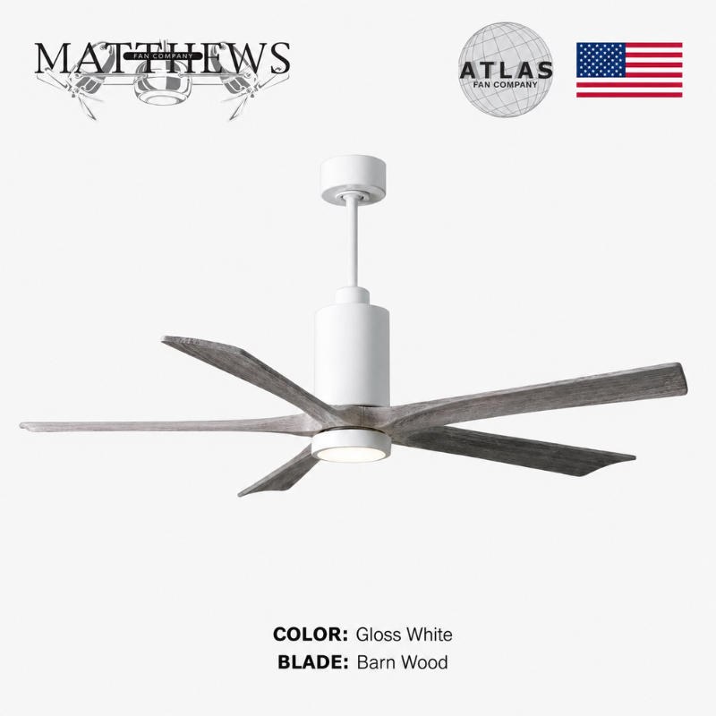 Mattews Patrícia-5 luxury ceiling fan Gloss White Barn Wood — Pakistan, Sardar & Co