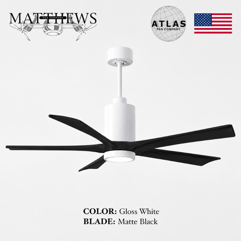 Mattews Patrícia-5 luxury ceiling fan Gloss White motor Matte Black — Pakistan, Sardar & Co
