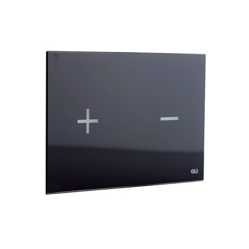 OLI Glassy glass flush plate Black — capacitive touchless LED Pakistan, Sardar & Co