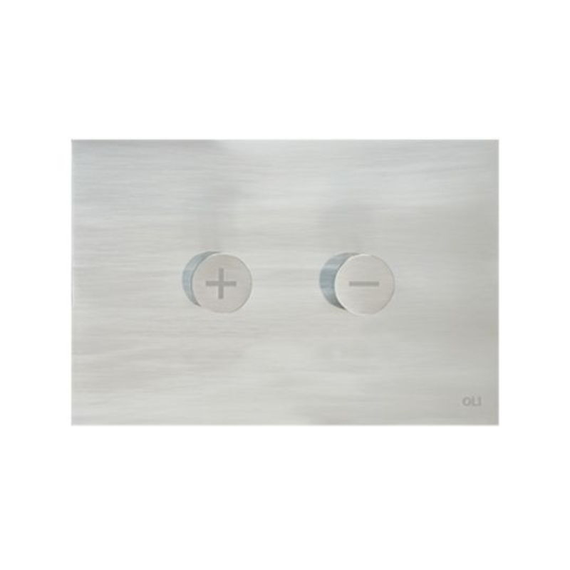 OLI Trumpet designer flush plate Brushed Chrome — pneumatic dual flush Pakistan, Sardar & Co