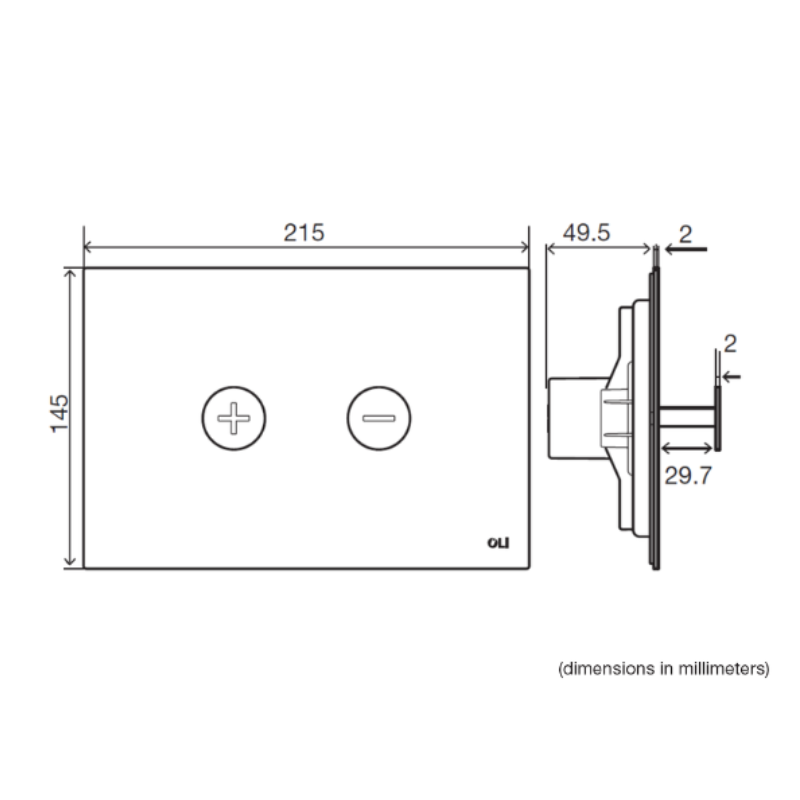 OLI Trumpet designer flush plate Technical Diagram — architect designed Pakistan, Sardar & Co Rawalpindi