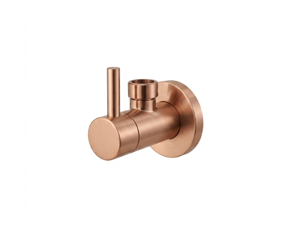 OMSA A1012C stop valve Brushed Rose Gold PVD satin — premium angle valve Pakistan, article A1012C, Sardars