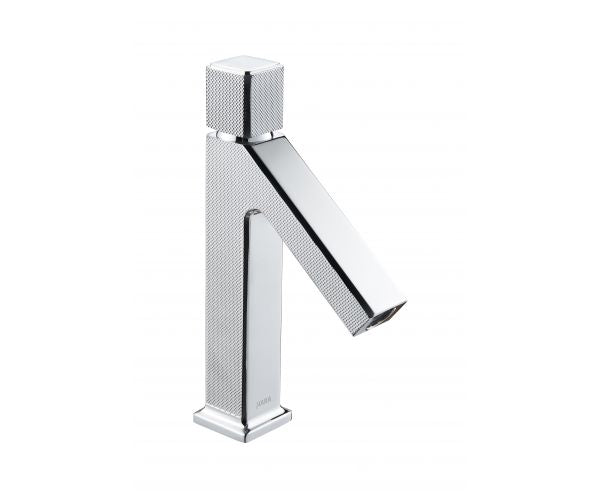 OMSA FL8220A compact deck-mounted basin mixer — four PVD finishes: Champagne Gold, Rose Gold, Gunmetal, Chrome — Sardar & Co Pakistan