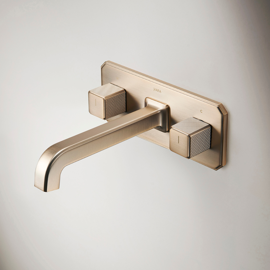OMSA FL8240 dual-handle wall faucet installed in luxury bathroom Pakistan — classical wall-mounted basin mixer, Sardar & Co Rawalpindi