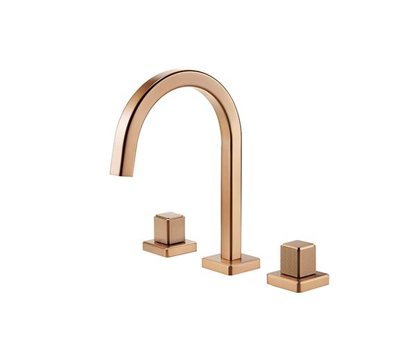 OMSA FL8530 3-hole deck-mounted basin mixer Rose Gold PVD finish — article FL8530, Sardar & Co Rawalpindi Pakistan