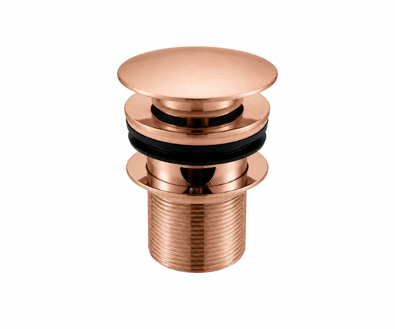 OMSA FM7720 push-type basin waste Brushed Rose Gold PVD satin — article FM7720, basin drain fitting, Sardars Pakistan