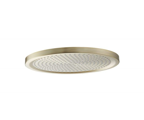 OMSA HR344 overhead shower Brushed Champagne Gold PVD satin — modern round rain shower head, Sardar & Co Pakistan