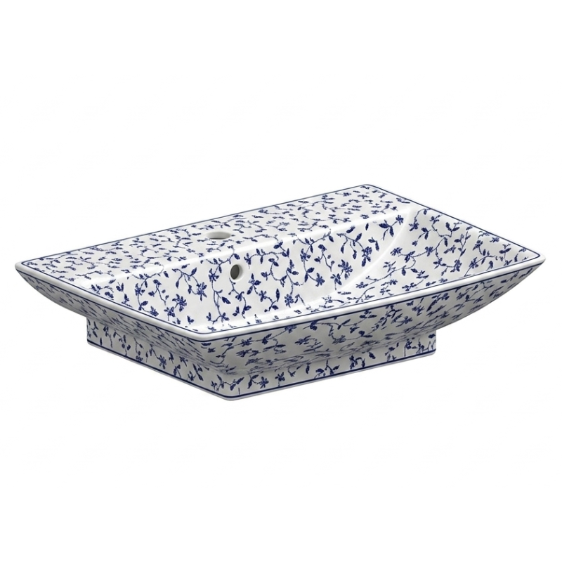 Scarabeo Kylis floral washbasin Floral Blue 620mm — decorative pattern Pakistan, Sardar & Co